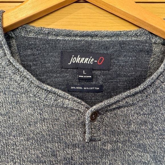 johnnie-O Wool/Cotton Pullover Henley Rolled Neck Sweater / Large - Picture 3 of 9
